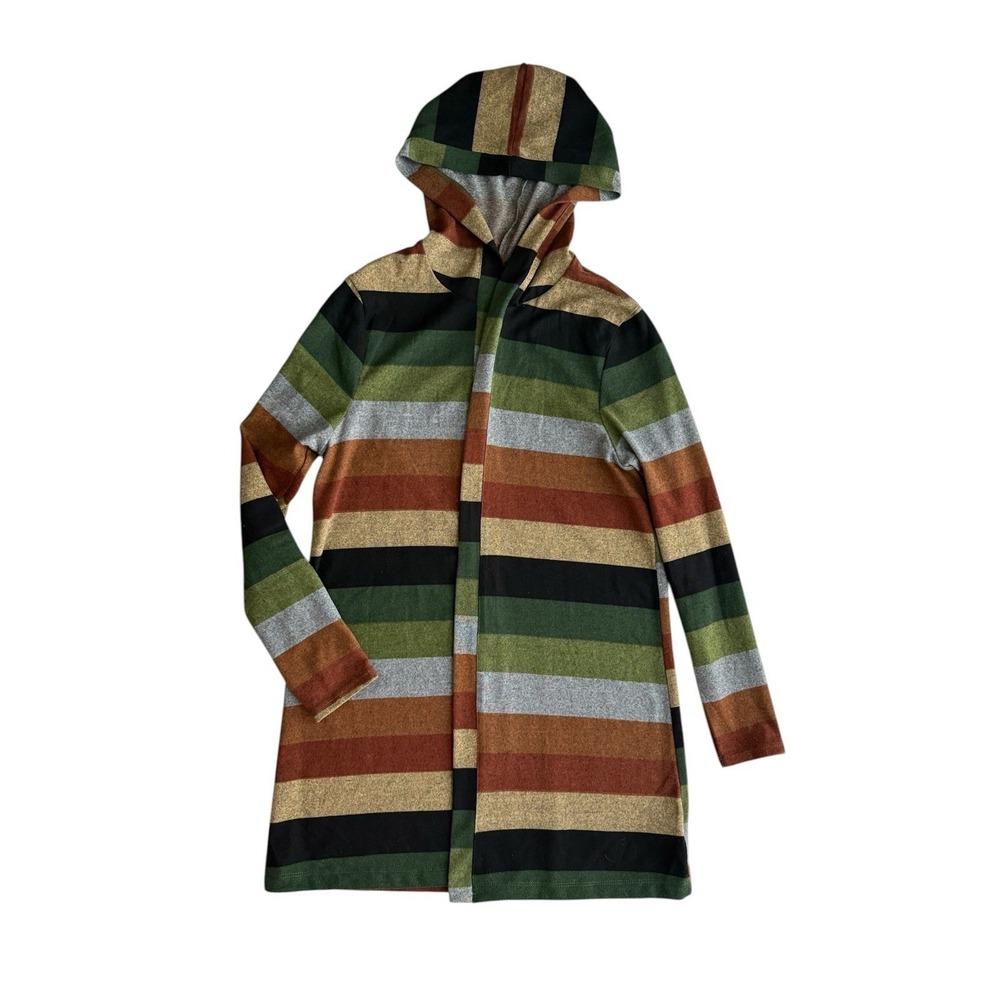 Open Front Striped Cardigan Womens Large Goblincore‎ Hipster Layer Preppy Grunge
